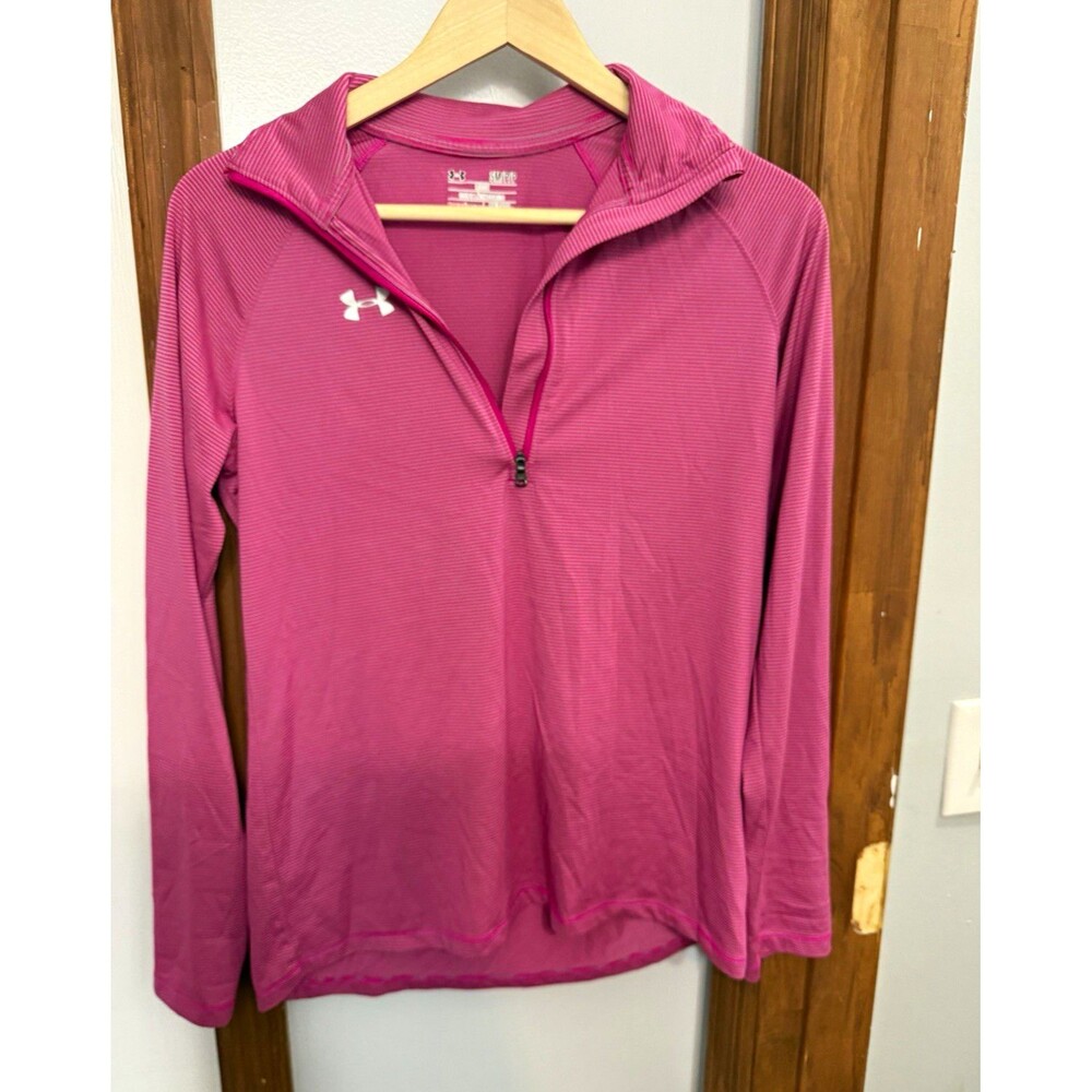 Under Armour HeatGear Women’s Pink 1/4 Zip Mock Neck Loose Pullover Size S